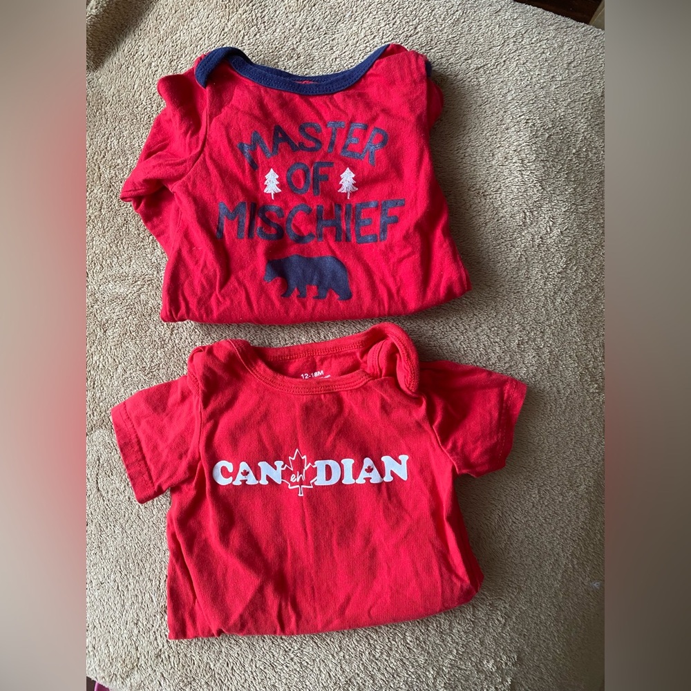 George Baby Boy Bodysuit Bundle 12-18 Months Red Canadian Bear EUC